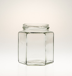 390 ml Sechskantglas mit Deckel TO 70